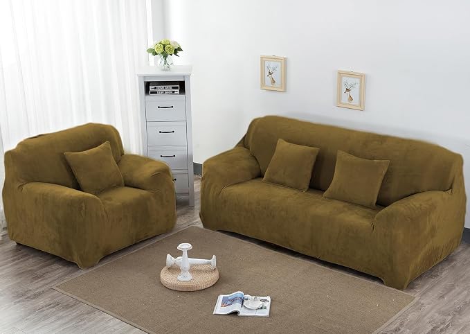 vctops 1-Piece Velvet Plush Stretch Chair Sofa Slipcover Soft Fuzzy Fluffy - Image 2