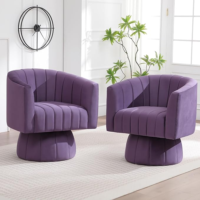Swivel Accent Barrel Chair, Cute Comfy Small Round 360° Arm Chair. Velvet Club - Image 7