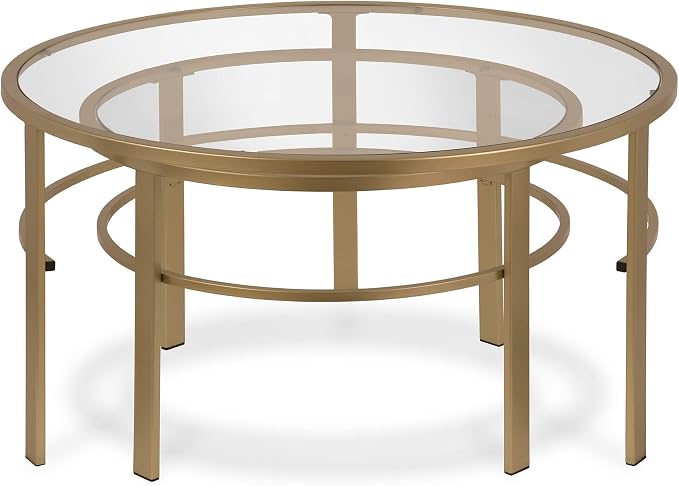 Henn&Hart Round Nested Coffee Table in Brass, Coffee Table coffee tables - Image 12
