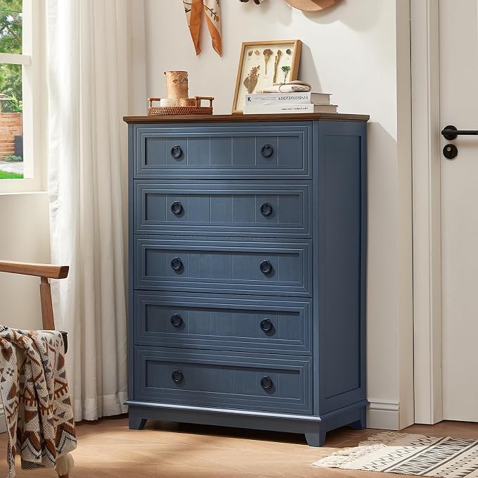 Joaxswe Farmhouse 5 Drawer Dresser - Image 6