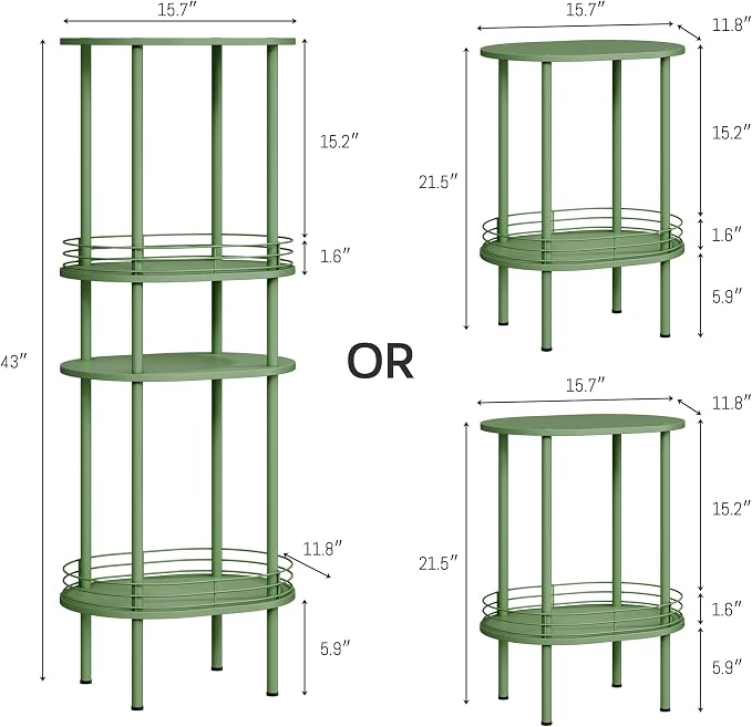 Green Side Table Set of 2, Small Modern Round Side Table - Image 3