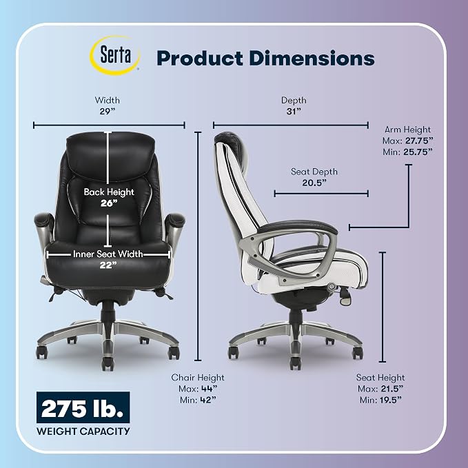 Serta® Lautner Executive Home Office Desk Chair, Ergonomic High-Back - Image 2