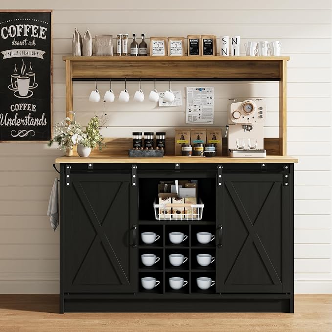 4ever2buy Farmhouse Coffee Bar Cabinet - Image 7