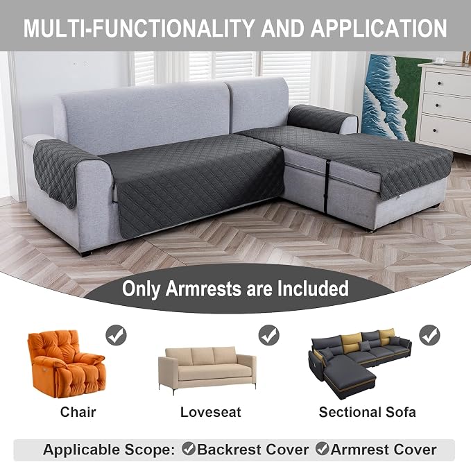 Genina Sofa Armrest Cover, Anti-Slip Armchair Slipcovers - Image 3