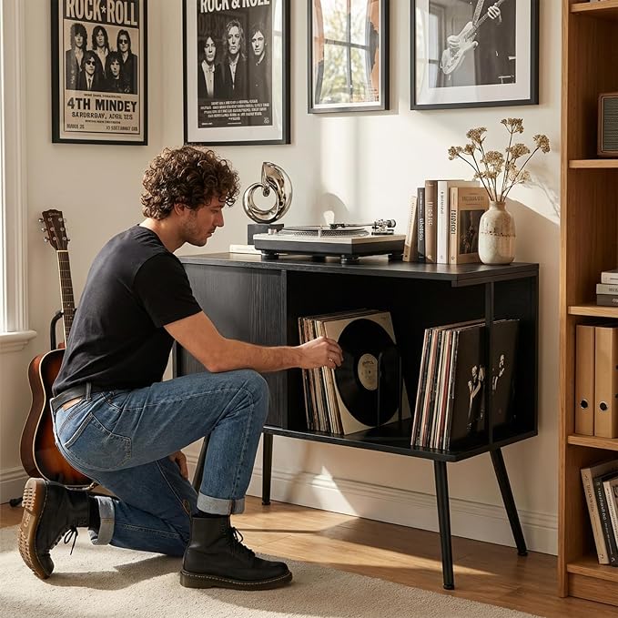Faesun Flip Top Record Player Stand, Large Turntable Stand Holds up to 150+ - Image 8