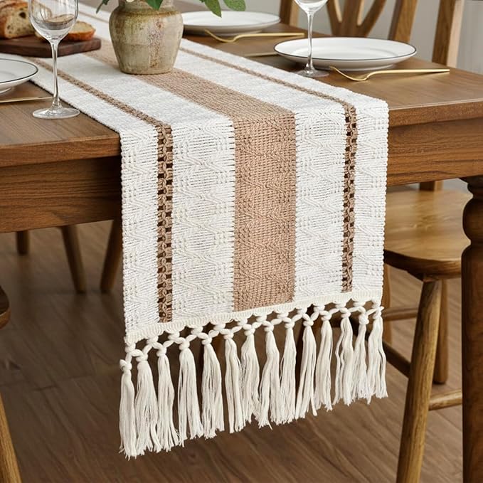 FEXIA Boho Table Runner with Tassels 12x90 Inches - Image 7