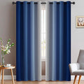 Yakamok Greyish White and Royal Blue Ombre Curtains, Light Blocking Curtains by Yakamok