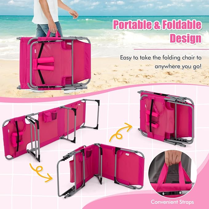 Goplus Tanning Chair, Folding Adjustable Patio Lounge Chair - Image 7