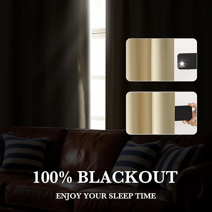 RYB HOME Bedroom Blackout Curtains 84 inches Long, 100% Blackout Thermal - Image 4