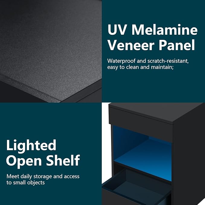 HOMMPA Set of 2 Open Shelf LED Nightstands - Image 9
