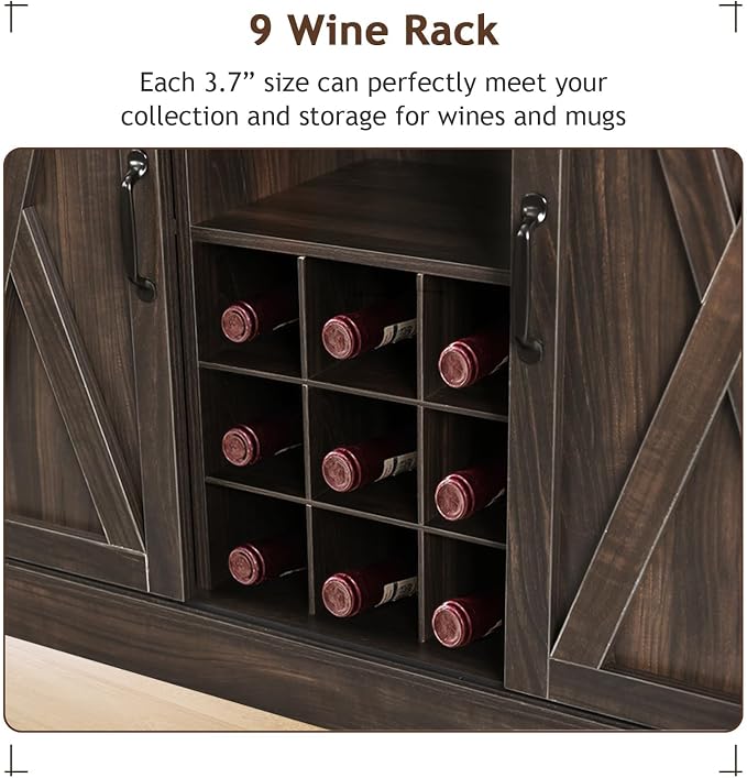 4ever2buy Farmhouse Coffee Bar Cabinet - Image 5