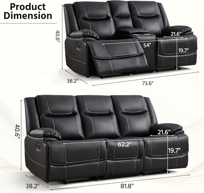 ANJ Premium Genuine Manual Reclining Sofa Set - Image 2