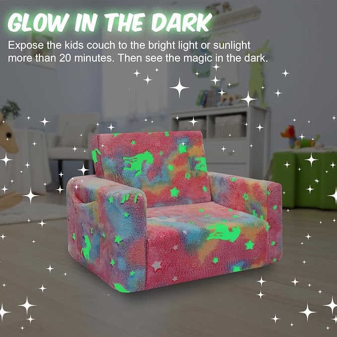 SLIGUY Kids Couch, Toddler Chair, Fold Out Kids Sofa Chair, Convertible Sofa to - Image 4