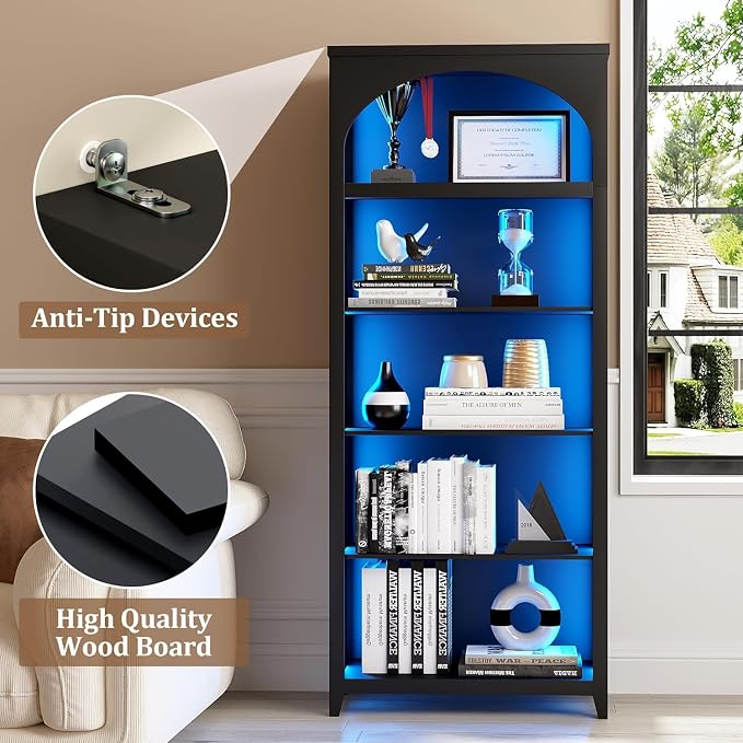 Dystler 5-Tier Arched Bookshelf - Image 7
