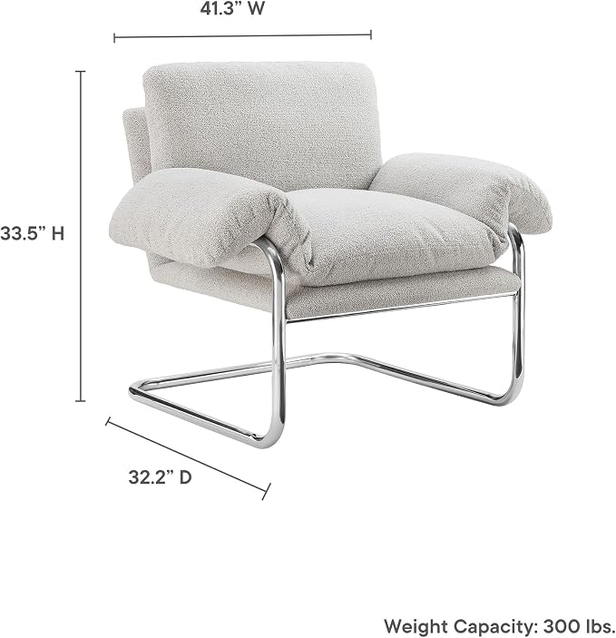 Modway Ansel Boucle Accent Chair in Newsprint - Image 3