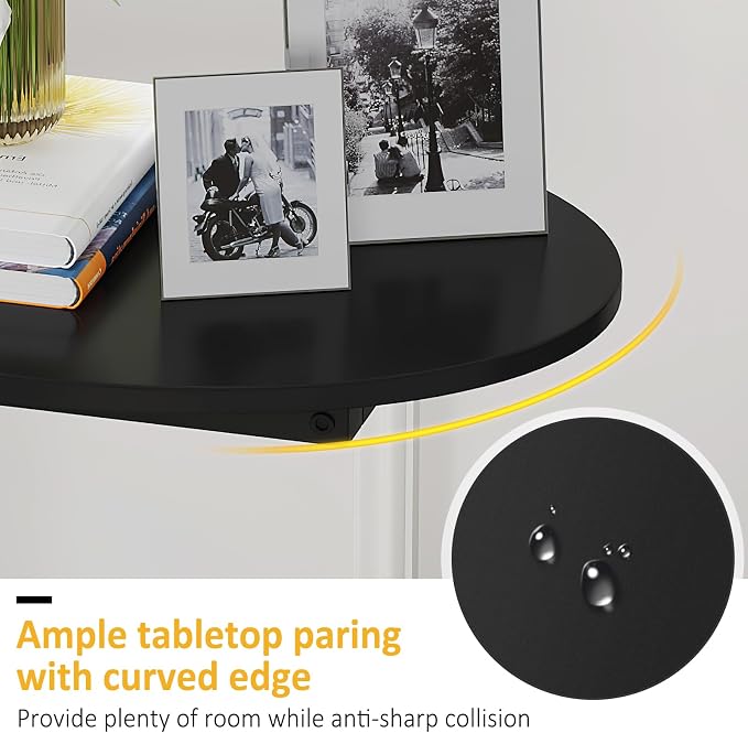 Hosfais Small Side Table End Table, C-Shaped Wood Coffee Table TV Tray - Image 6