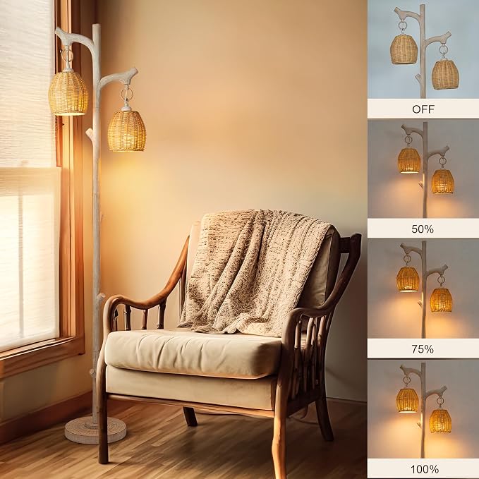 Scenekoy 68" High Farmhouse Rustic Country Cottage Floor Lamp Tree Trunk Faux - Image 3