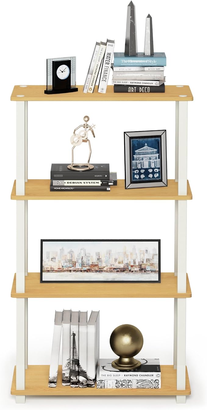 Furinno TURN-S-TUBE Storage Shelves, 4-Tier Book Shelf, Corner Shelf, Toolless - Image 6