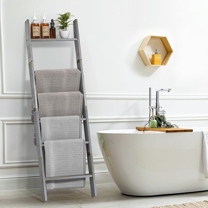 Honest Blanket Ladders for The Living Room, 6-Tier Blanket Holder, Wall-Leaning - Image 6
