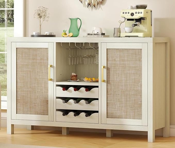 Rattan Wine Bar Cabinet, Boho Rattan Home Bar by OTUTUMUS