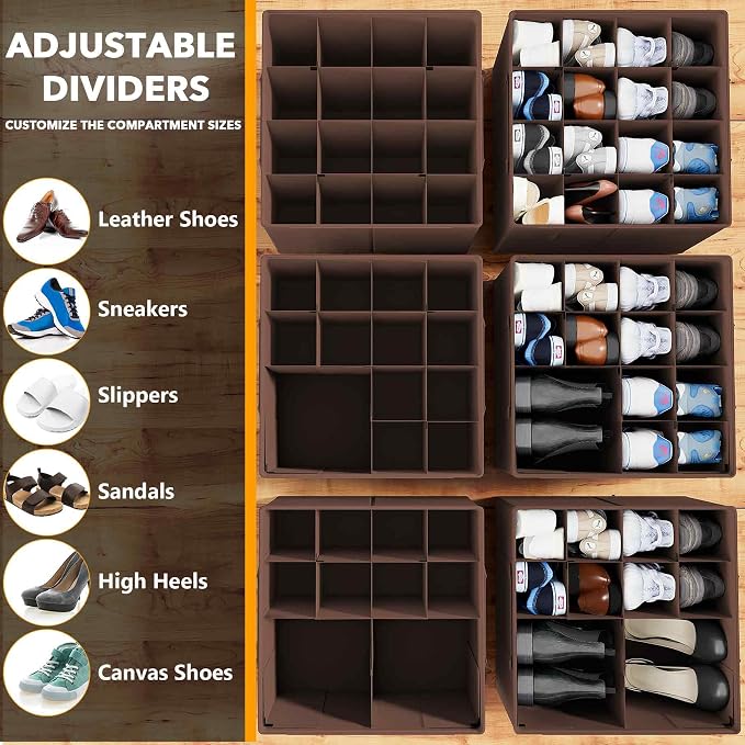 SpaceAid Shoe Organizer for Closet, 2 Pack Foldable Shoe Storage Containers - Image 3