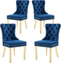 KCC Velvet Dining Chairs Set of 4, Upholstered High-end Tufted Dining Chair by KCC