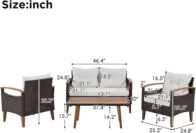 VilroCaz 4-Piece Outdoor Patio Sofa Seating Set - Image 3