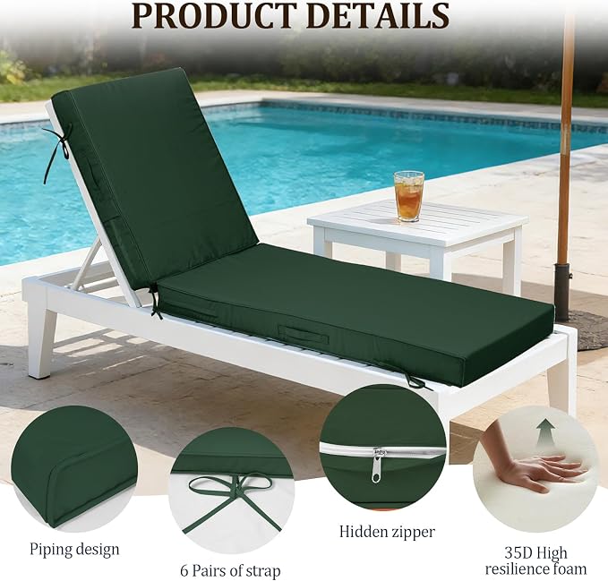 80x26x4in Lounge Cushions for Outdoor Furniture, Outdoor Lounge Chair Cushions - Image 6