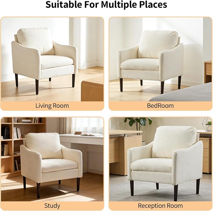 Mid Century Modern Accent Chair, Chenille Fabric Armchair - Image 9