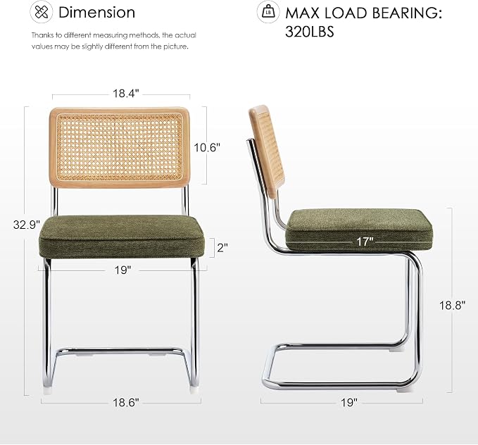Zesthouse Natural Rattan Dining Chairs Set of 2, Mid Century Modern Dining - Image 3