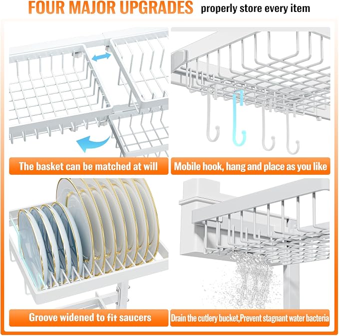 YKLSLH Over Sink Dish Drying Rack, Expandable Large Drying Rack, Suitable - Image 2