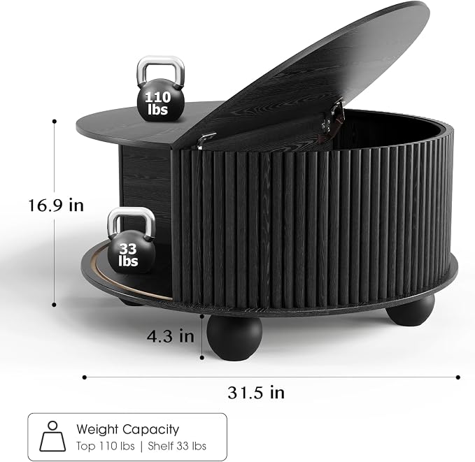 SULIVES Round Coffee Table - Image 2