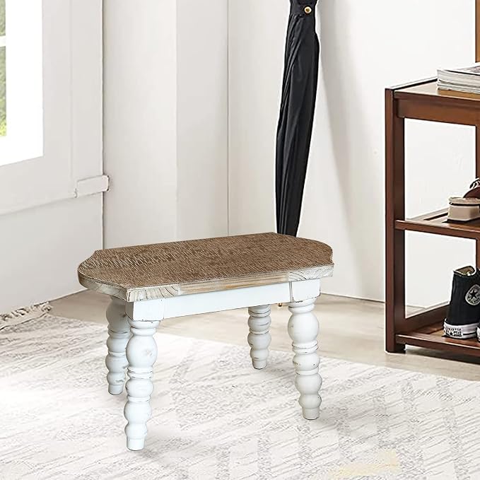 dwellington Wooden Bathroom Farmhouse Step Stool, Wood Foot Stool - Image 2