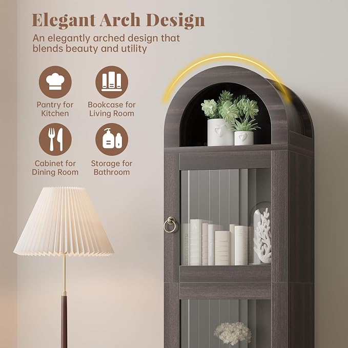 71" Tall Arched Storage Cabinet - Image 4