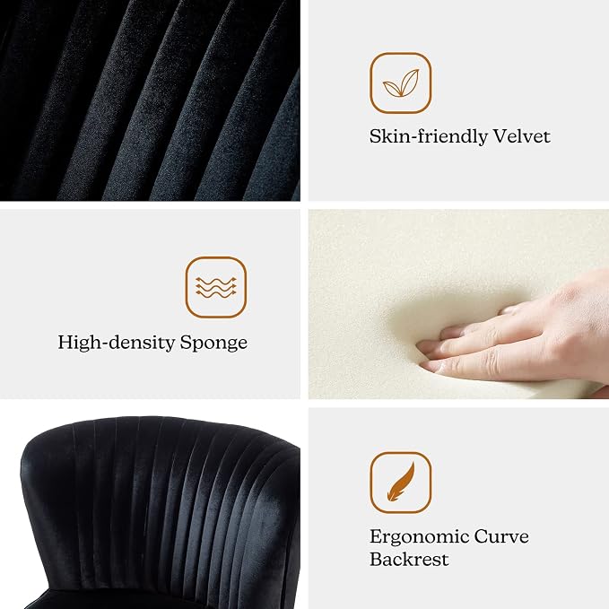 HULALA Home Velvet Accent Chair Set of 2, Modern Armless Upholstered Side Chair - Image 5