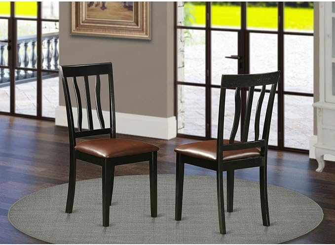 East West Furniture ANC-BLK-LC Antique Dining Room Chairs - Image 2