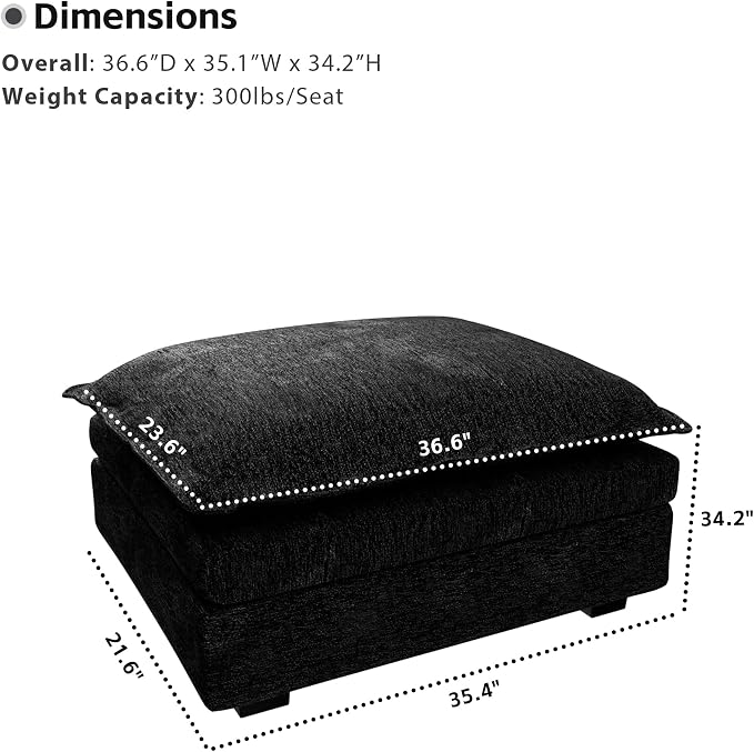 mestyl 36.6 in Modular Sectional Sofa Couch Comfy Ottoman - Image 2