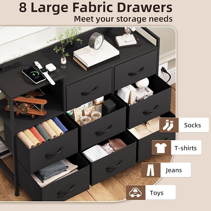 Somdot Dresser with Charging Station and Open Shelves, Dresser - Image 4