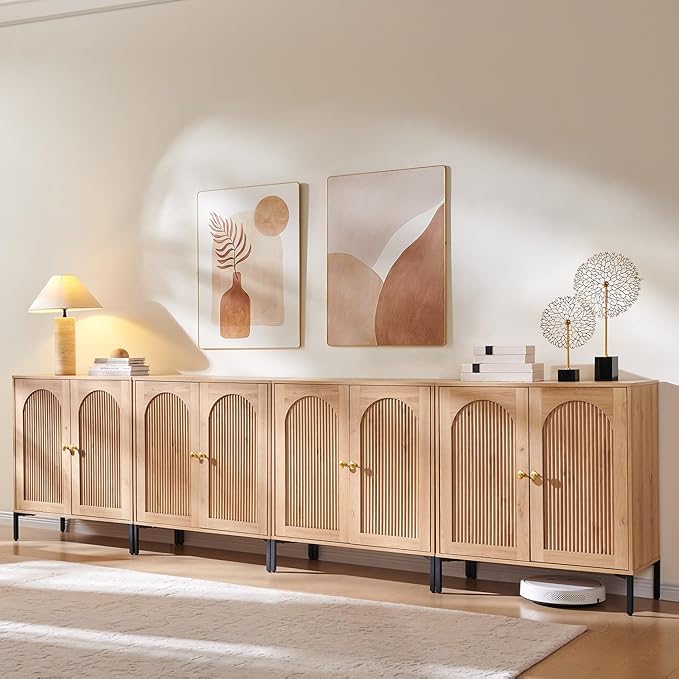 IFBUY Modern Sideboard Buffet Cabinet, 123.5" W Fluted Arched Buffet Cabinet by IFBUYFarmhouseFurniture