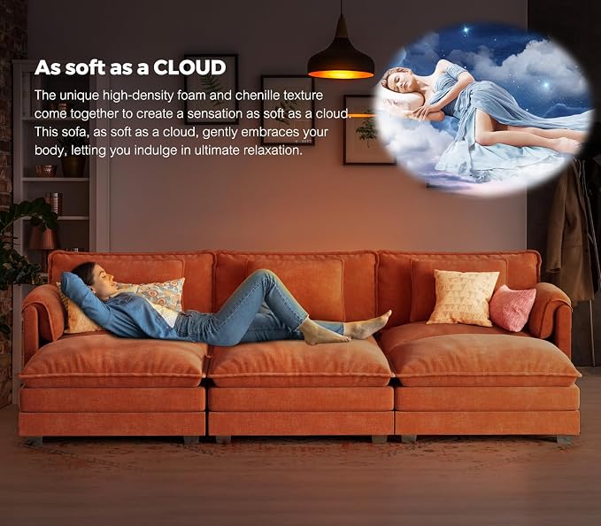 ELUCHANG Oversized 150" Modular Sectional Sofa, Comfy Cloud Couch, U Shaped - Image 7