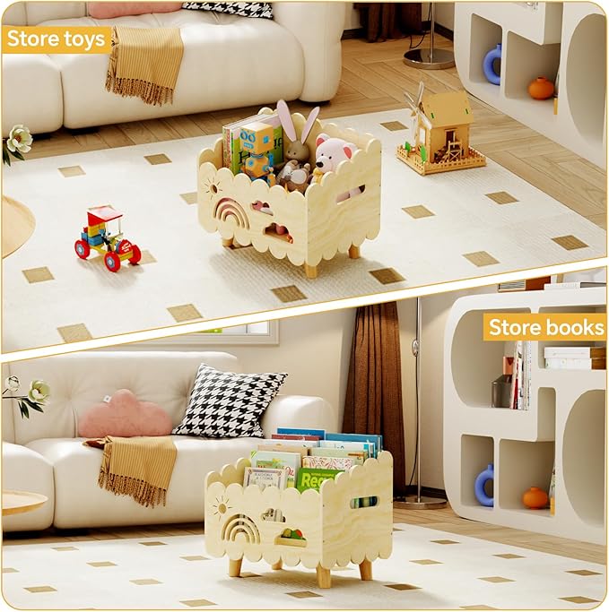 Wood Kids Bookshelf, Montessori Bookshelf, - Image 3