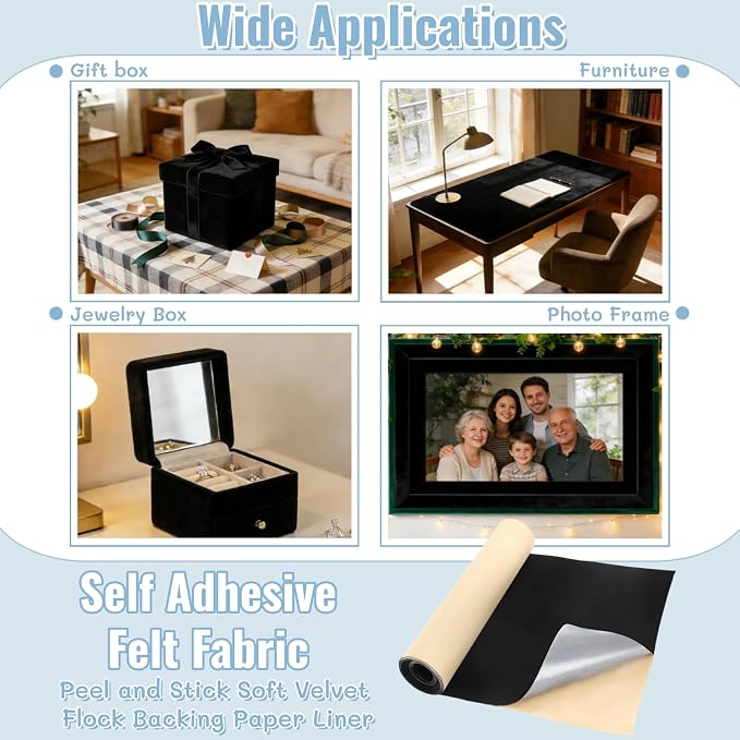 Self Adhesive Felt Fabric, DIY Velvet Fabric Peel and Stick Felt Arts Crafts - Image 4