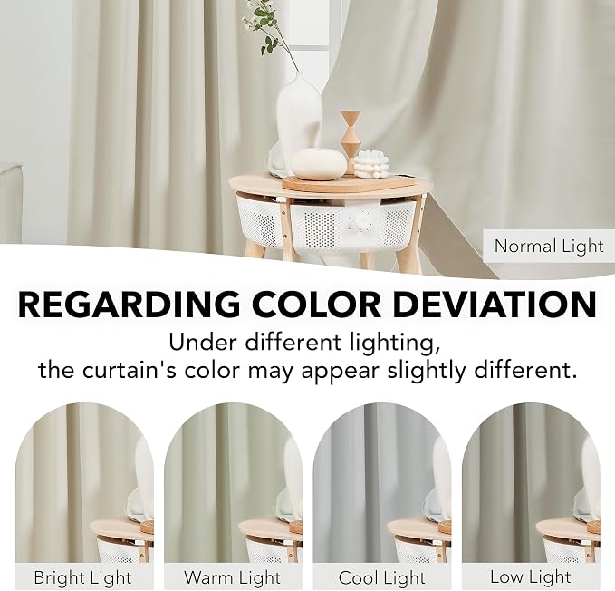 Deconovo Blackout Curtains, Thermal Insulated, W52 x L72 2 Panels, Back Tab - Image 4
