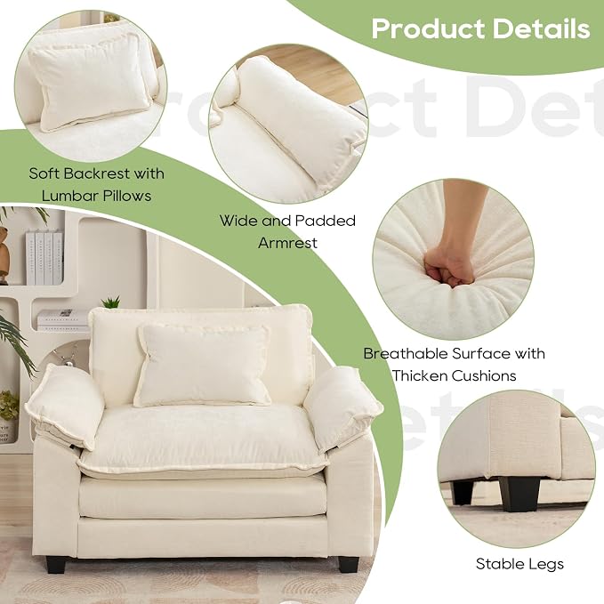 Oprisen Modular Sectional Sofa, Comfy Cloud Couch Sectional Sofa, Chenille Sofa - Image 6