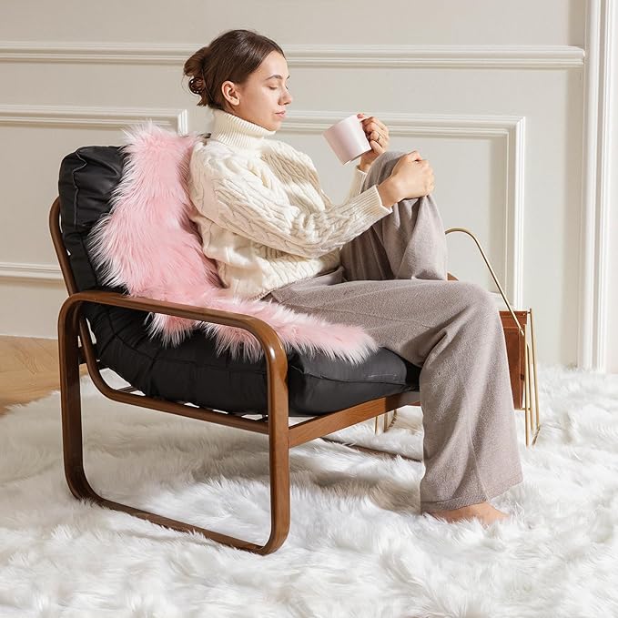Ashler faux fur rug, Fluffy Shaggy Area Rug Ultra Soft 4 x 4 Feet Square Fur - Image 3