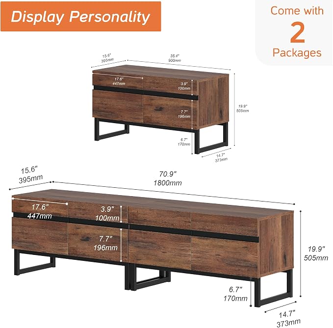 WAMPAT Modern TV Stand for 50-75 Inch TVs, Wood Entertainment Center - Image 2