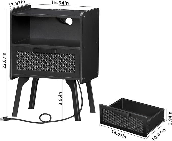 Lerliuo Rattan Nightstands Set of 2 - Image 3