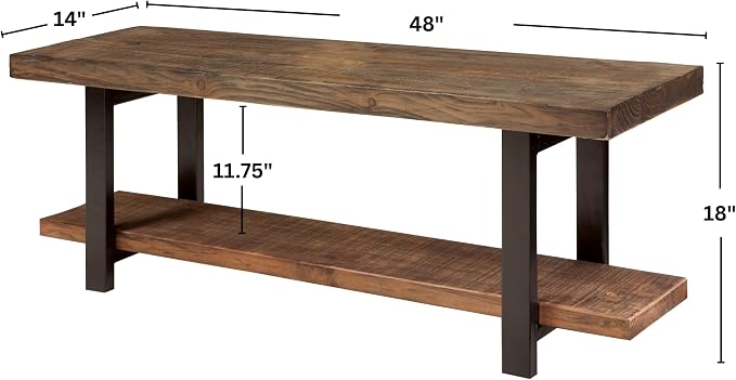 Alaterre Furniture Pomona Entryway Bench – Modern Rustic 48-Inch Solid Wood - Image 3
