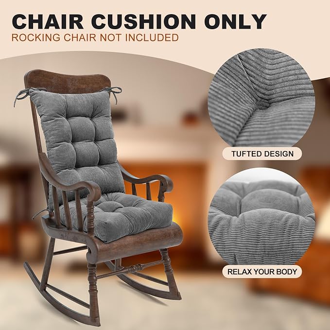 Lokex Rocking Chair Cushion Only, Tufted Non-Slip Comfortable Rocking Chair - Image 3