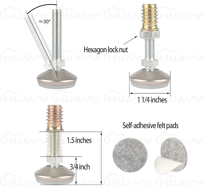 HUAYY Furniture Levelers Swivel Feet, Angle Height Adjustable, Heavy Duty - Image 2